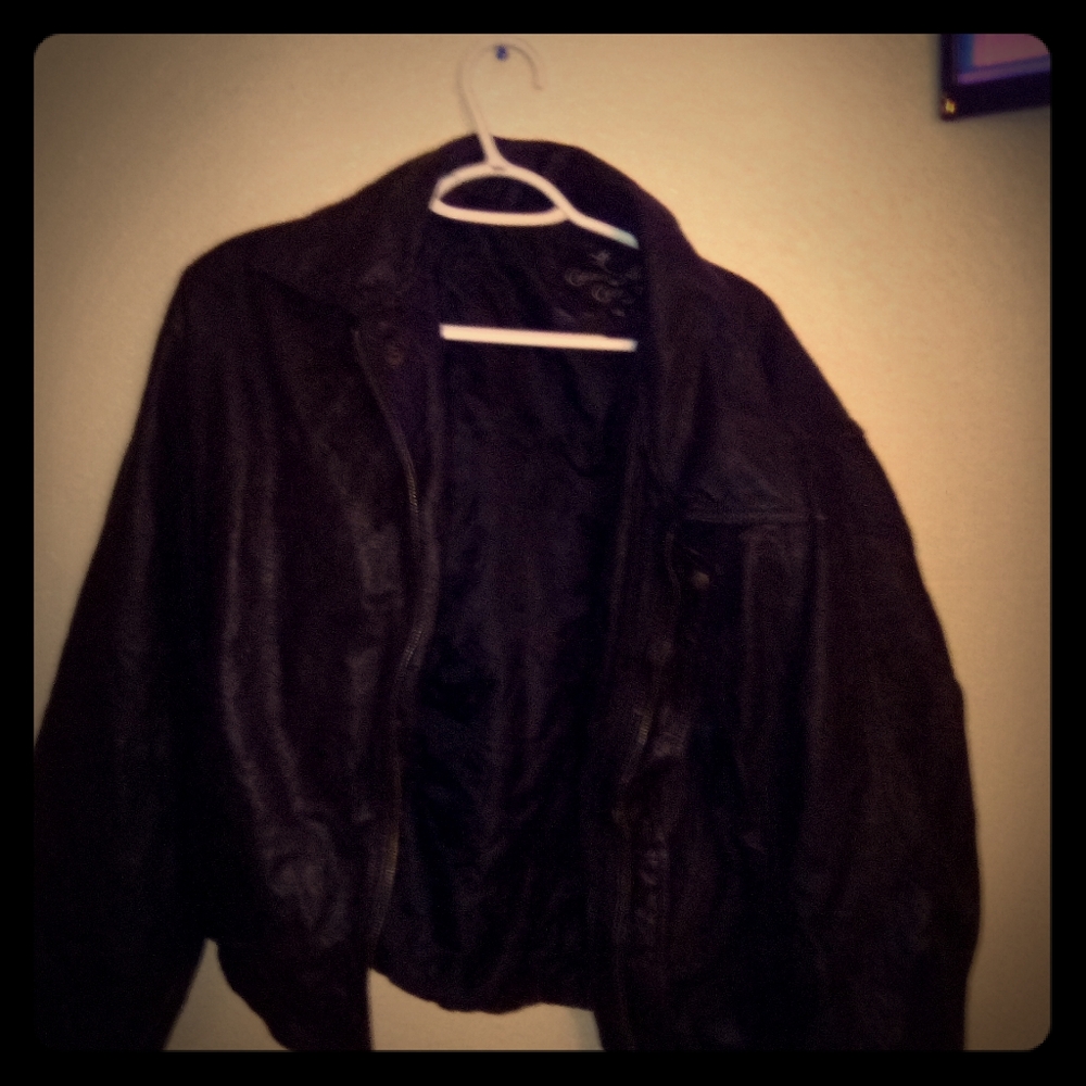 Mens black leather jacket